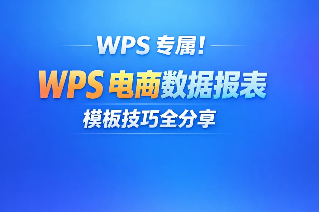 WPS 专属！wps 电商数据报表，模板技巧全分享